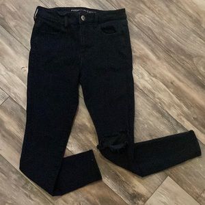 American Eagle Black Distressed Women’s Hi-Rise Jeggings Size 10L